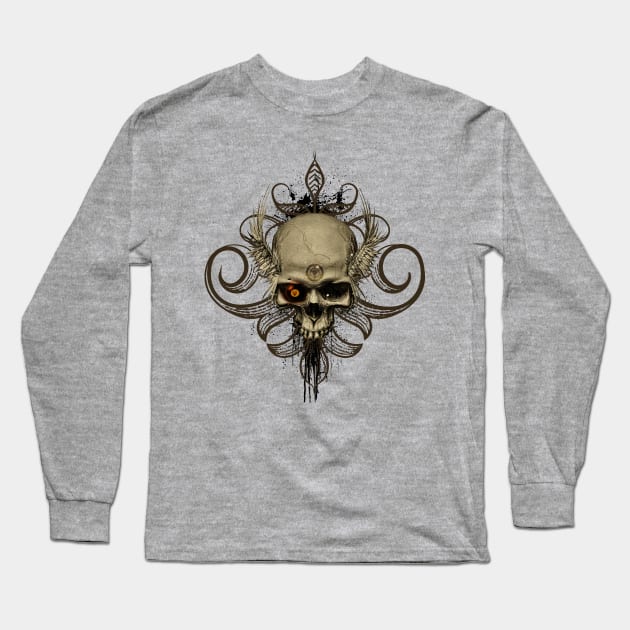 Awesome skull with wings Long Sleeve T-Shirt by Nicky2342